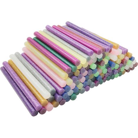 EASYCOMFORT Bâton de Colle Chaude Colle Thermofusible Couleur Paillette 12 Couleurs pour Décoration Créative Ecriture DIY 7 x 100 mm (120 pcs) (1/5)