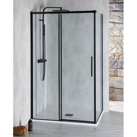 Polysan Altis - Box doccia 110x80 cm, versione S/D, Antidrop, vetro trasparente/nero opaco AL3912BAL5912B (1/5)