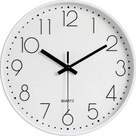 Horloge murale moderne à quartz silencieuse de 12 pouces avec chiffres arabes sans vérification accessoire de décoration pour la maison (blanc) (1/5)