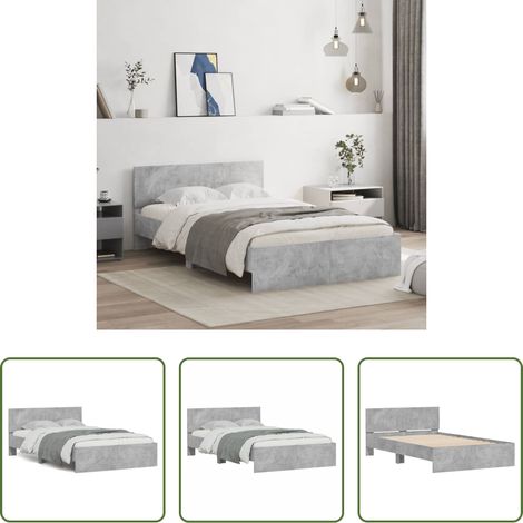 vidaXL Estructura de cama con cabecero gris hormigón 120x190 cm (1/5)