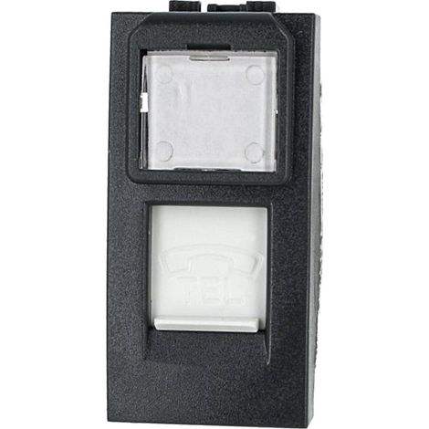 Presa Telefonica RJ11 Nero Con Coperchio Compatibile Bticino Living SD89580 (1/3)