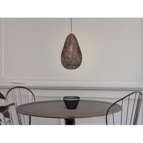 Kleine Orientalische LED Pendelleuchte aus Metallgeflecht in Altmessing, Ø 23cm (1/5)
