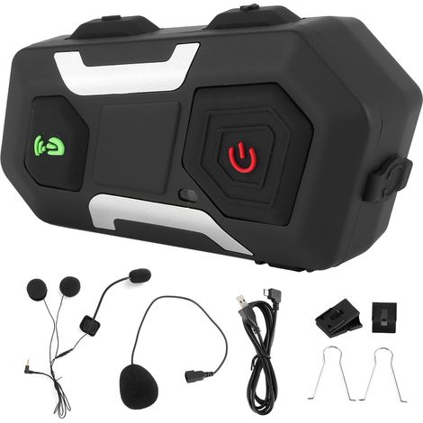 Casque moto intercom Bluetooth haut-parleur avec micro-casque 1200 mètres 3 connexions simultanées (1/5)
