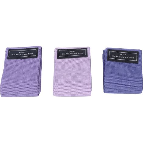 Lot de 3 bandes de résistance élastiques portables pour le renforcement des hanches et des jambes, C260 (violet clair, violet foncé) (1/5)