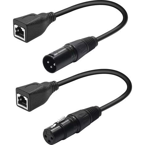 3-pin male XLR to RJ45 and a 3-pin female XLR to RJ45 female, suitable for transmitting DMX stage lighting signals (1/5)