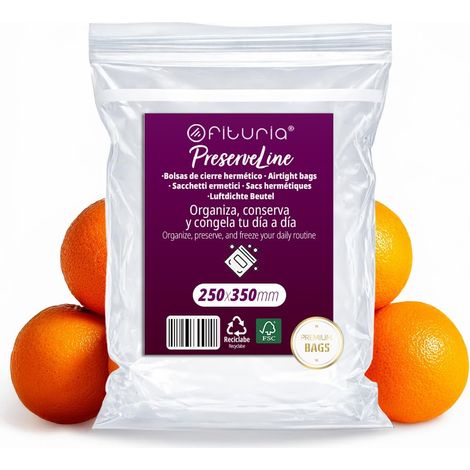 Sachets ZIP Transparents 250x350 mm avec Fermeture Hermétique, Sacs Zip pour Aliments, Snacks, Congélation et Organisation de Cuisine et de Voyage (100 Sachets) (1/5)