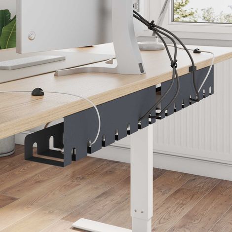 vidaXL Plateau de gestion de câbles sous le bureau 2 pc Anthracite (1/5)