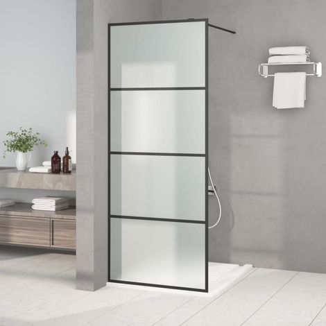 Paroi de douche Paroi de baignoire - Noir 80x195 cm Verre ESG dépoli BV977546 - BonneVie (1/5)