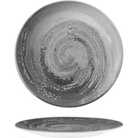 6 x assiettes plate VORTICE grise - 21cm - Porcelaine - Morini