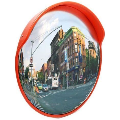 Miroir rond de circulation convexe 45 cm Champ de vision de 160° Couvercle de protection Sécurité routière Outdoor Indoor Résistant Matériel de montage inclus (1/5)