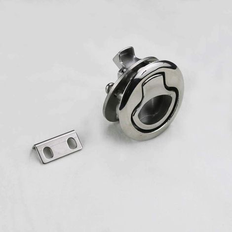 Serrure à poignée encastrée ronde de 55 mm pour porte coulissante affleurante, adaptée aux portes de pont de camping-cars et de bateaux. (1/5)
