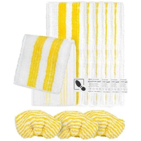 Lot de 9 chiffons en microfibre compatibles avec Kärcher SC2, SC3, SC4, SC5 nettoyeur vapeur, Kit d'accessoires de nettoyeur vapeur lavable(6 lingettes+3 Bonnettes)