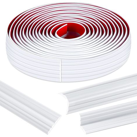 Corniere PVC, 400×2cm Baguette d'angle Flexibles Autocollants, Plinthe Souple Autoadhésive à Découper, Cornière Souple pour Arrondi, Baguette de Finition, Protection Angle Mur (1/5)