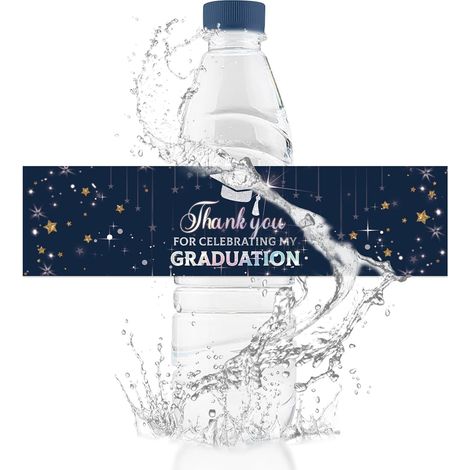 50 x Graduation Water Bottle Labels Thank You for Celebrating My Graduation Stickers Waterproof Beverage Packaging (1/5)