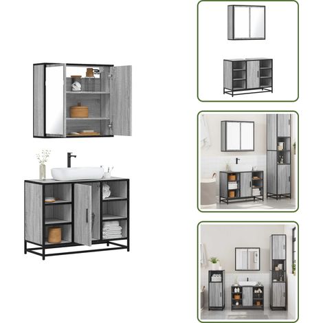 vidaXL Ensemble de meubles de salle de bain 2 pcs Sonoma gris