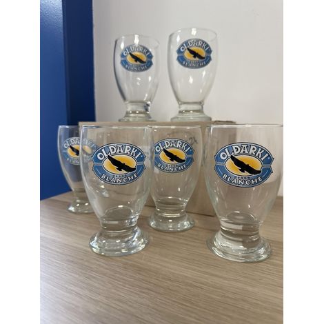 Lot de 6 verres à bière basque Oldarki Blanche - 25 cl - Neufs