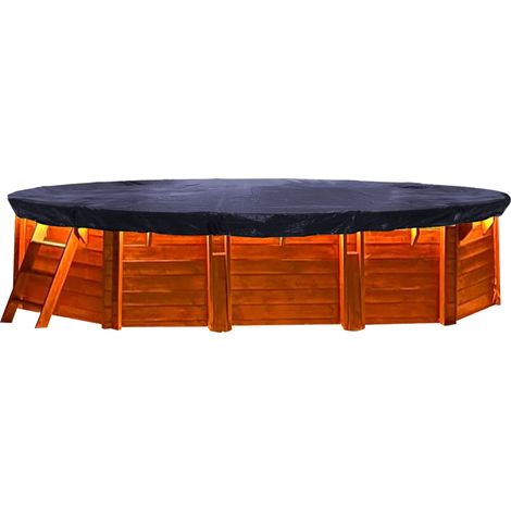 Couverture de piscine d'hiver oval 200g / m² pour piscine de taille 625x360cm Dimension bâche 705x440cm Noir (1/5)