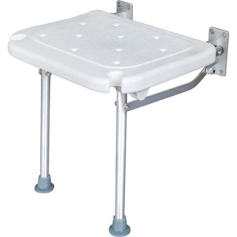 90-degree folding wall-mounted bath stool, barrier-free aluminum alloy bath stool, non-slip support feet, drainage hole design, suitable for bathing and showering (1/5)