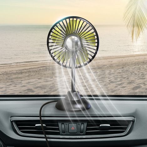 Ventilateur de voiture puissant et silencieux, petit format, 5 V USB, multi-angles, réglable, universel, vert. (1/3)