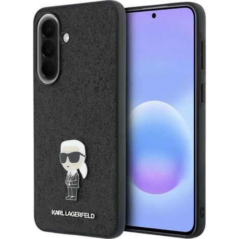 Karl Lagerfeld Schutzhülle mit festem Glitzer-Ikonik-Logo und Metallstift für Samsung Galaxy A37 5G – Schwarz (1/5)