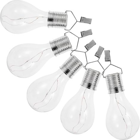 5 Ampoules LED Suspendues à Énergie Solaire, Lot de 5, Protection Ip65, Induction, Forme Ampoule, Matériaux Abs et Pc, Lampe Solaire Extérieure pour Jardin et Décoration (1/5)