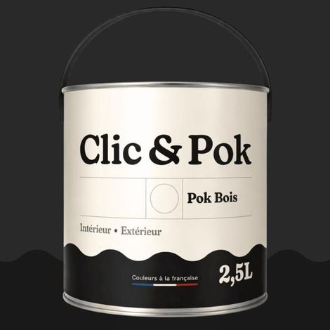 Peinture Bois Extérieur – POK BOIS - 2,5L - RAL 9017 - Noir signalisation- Résistante aux intempéries - Ne s'écaille pas