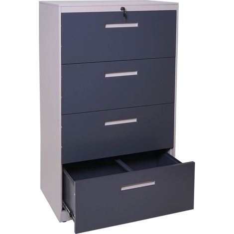 [NUNCA USADO] Archivador colgante HHG-042, archivador de oficina armario de acero, A4 con cerradura, 132x76x46cm gris-gris oscuro