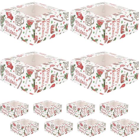 12 boîtes à gâteaux de Noël, boîtes à cupcakes, boîtes à bonbons, boîtes cadeaux pour invités-9x9cm