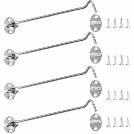 4 PCS Crochet de Cabine en Acier Inoxydable, avec Verrous et Vis, Loquet de Porte/Fenêtre, Attraper Cabine Porte, Cabine de Crochet Œil, Serrures pour Cabine,Porte,FenêtreSécurité, Montage des Vis (1/4)