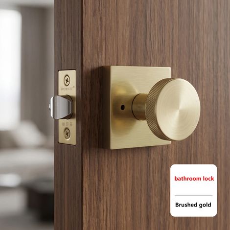 (Serrure de salle de bain - dorée) Serrure de salle de bain sphérique moletée sans clé avec poignée antidérapante pour rangement intérieur dans les placards et les allées. Sans système anti-verrouilla (1/5)