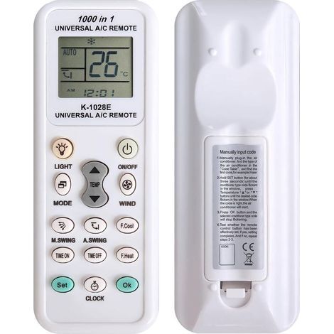 K-1028E Télécommande universelle pour climatiseur 1000 en 1 A/C Télécommande LCD numérique Compatible avec Fujitsu, LG, Panasonic, Samsung, Mitsubishi (1/5)
