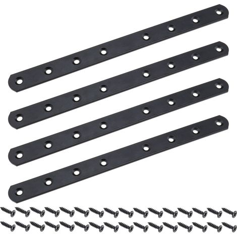 4pcs Accolades Plates Équerres Droites avec 32pcs Vis Fixation en Métal Supports Plats Connecteur de Barre pour Réparation Fixation