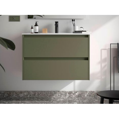 Salgar Noja Unterschrank 800 2 Schubladen + Waschbecken Green Satin (1/4)