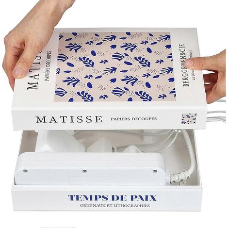 Organisateur de câbles nordique en forme de livre, fermeture magnétique, boîte de rangement décorative pour câbles, compatible avec les multiprises et les routeurs (1/5)