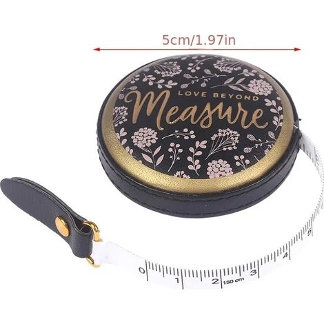 Mètre ruban portable rétractable vintage en cuir PU, outil de couture, échelle roulante en cm et pouces, accessoires de couture (1/5)