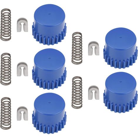 Un juego de 5 kits de resortes para cabezal de cortacésped Husqvarna T25 T25B T25BB OE 537338701, que incluye un botón amortiguador, un resorte y un manguito con ojal. (1/5)