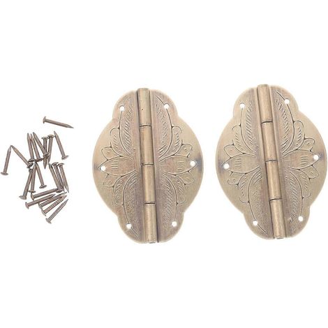 Lot de 2 charnières décoratives en laiton pour boîtes à bijoux, style antique rétro (1/5)