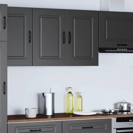vidaXL Armoire murale de cuisine Kalmar noir bois d'ingénierie (1/5)