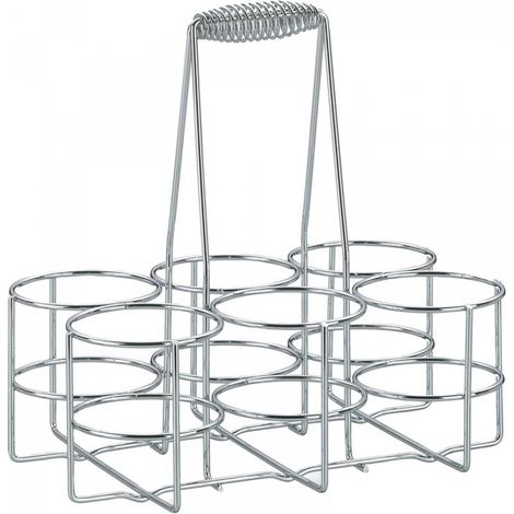 1 ensemble, panier à bouteilles en métal chromé 22,5 x 15 x 27 cm, diamètre intérieur de l'anneau 6,8 x hauteur 9 cm, peut contenir 6 bouteilles de bière (1/5)