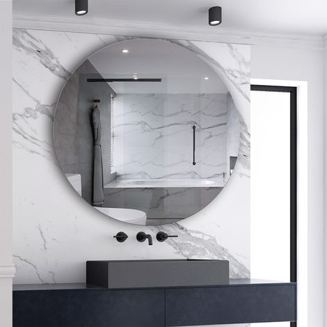 Biubiubath 100cm Round Bathroom Mirror Wall Mounted Mirror with HD Silver Glass Vertiacal IP44 Rated (1/4)