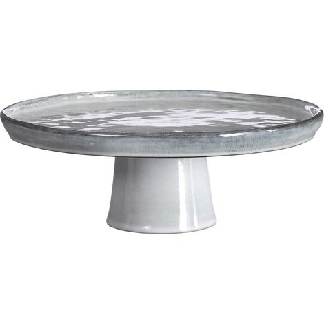 Présentoir à gâteau et plat de service rustique fait main gris clair H10 x Ø27 cm - PANGIVO (1/4)