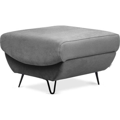 Pouf en velours ZURIK – Confort et praticité-Gris perle (1/5)