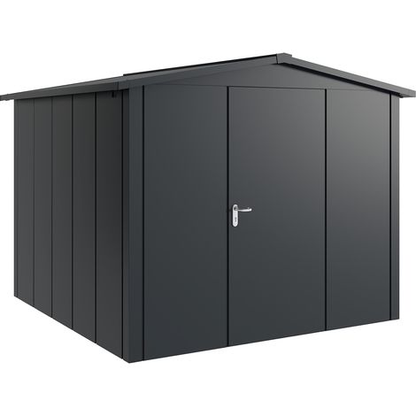 Hörmann Metall-Gerätehaus "Juno" mit Satteldach, JSD10 - Design, 262 x 262 cm (B x T), anthrazit, 1-flüglige Tür, Anschlag rechts (1/5)
