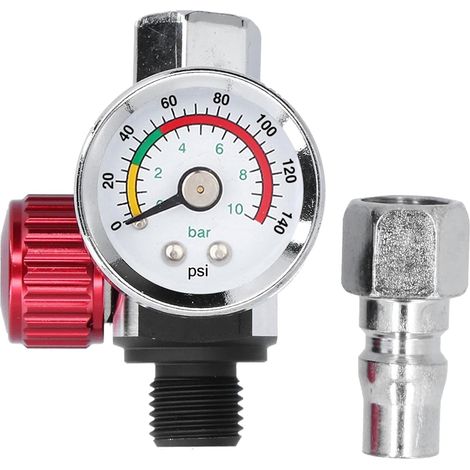 JSSEVN - Stainless Steel Air Pressure Regulator with High-Precision Color Gauge, Pressure Adjustment Valve with Threaded Seal, Compressor Accessories (1/5)