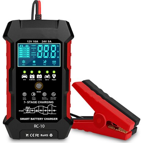 Tester Ricarica Batteria Auto Moto Gel Piombo RC-10 Riparatore 12V 10 A 24 V 5A