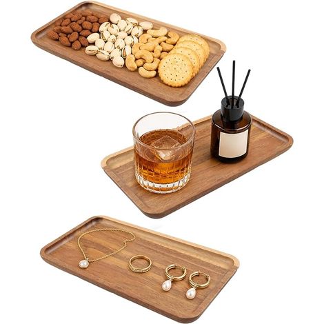 Wooden Serving Tray, 15 mm Thick, for Serving Food, Bathroom, Tabletop, Storage, Home