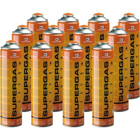 Pack de 12 Cartouches de gaz 330gr Butane propane mix 600ml Valve 7/16 KEMPER