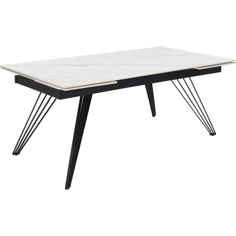 Table extensible 180/260 cm céramique blanc marbré pieds filaires - NEVADA 01 (1/5)