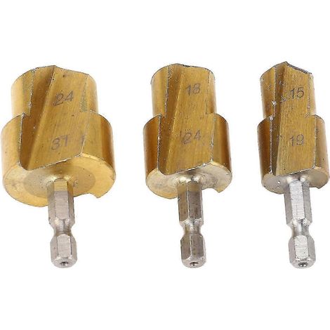 Jeu de 3 forets étagés pour tubes PPR en acier à haute teneur en carbone, à queue hexagonale de 19 mm, 24 mm et 31 mm. Qualité supérieure. WHBYV (1/4)