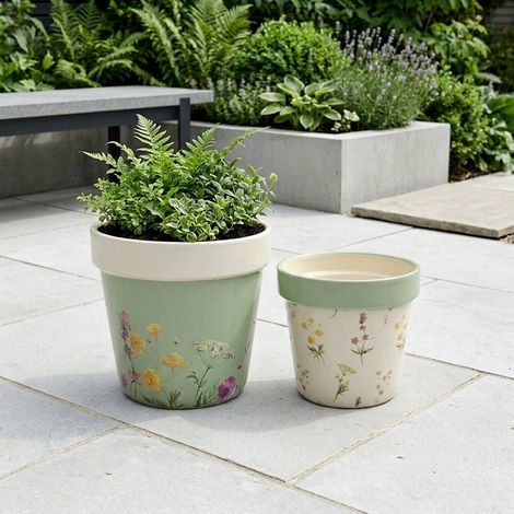 Duo Enchanting Floral Planter Pot Set (1/2)